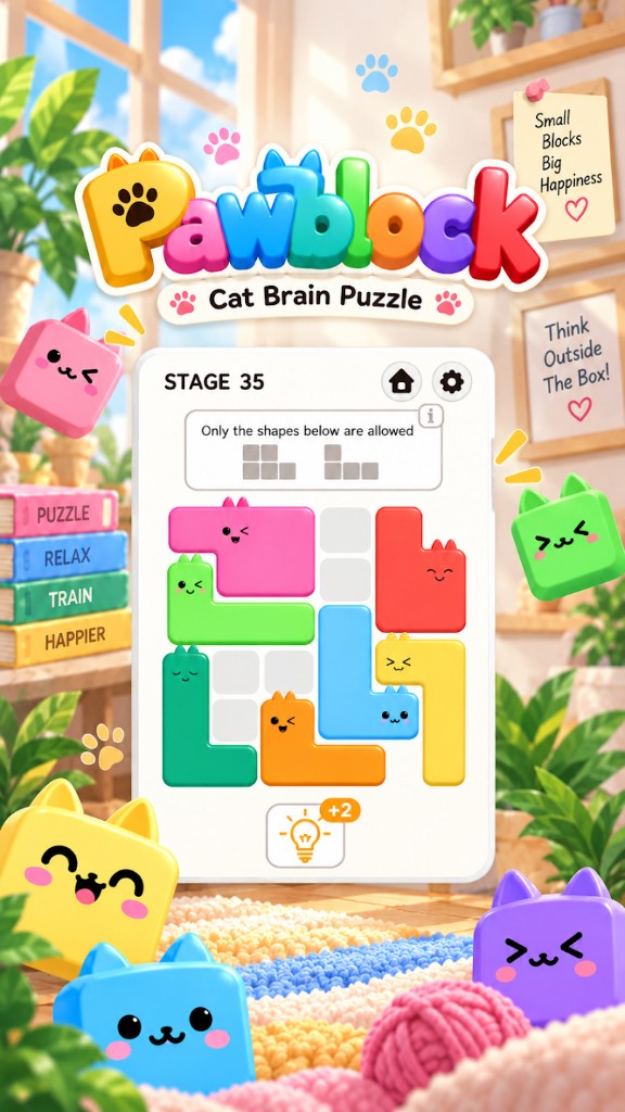 Pawblock: Cat Brain Puzzle gameplay screenshot